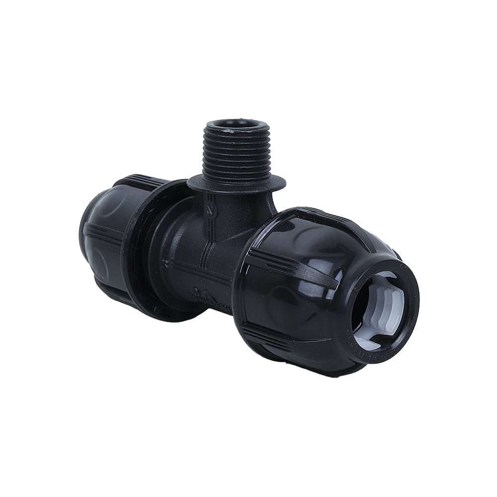 SPRING PE COMPRESSION TEE FITTING 20MMX1/2IN BLACK