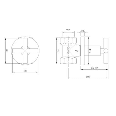LIVINOX CONCEALED STOP VALVE  1/2" FULL TURN LT-SV010FCH CHROME H6.8XW6.8XD12 CM