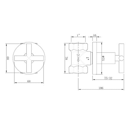 LIVINOX CONCEALED STOP VALVE 1" LT-SV100SS FULL TURN MATT H7XW6.8XD12.5 CM