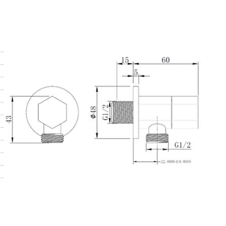 LIVINOX ANGLE STOP VALVE LT-AG05BK HEXAGON SHAPE BLACK H4.5XW6XD5CM