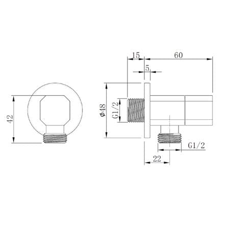 LIVINOX ANGLE STOP VALVE LT-AG07SS MATT SQUARE SHAPE H4.5XW6XD5 CM
