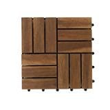 SPRING WOODEN DECK 12 SLATS 30X30CM DARK BROWN