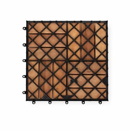 SPRING WOODEN DECK 12 SLATS 30X30CM DARK BROWN