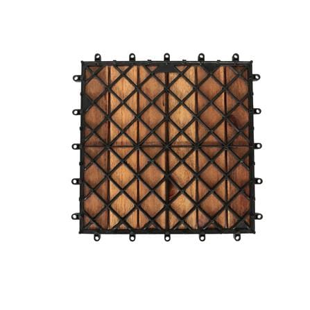 SPRING WOODEN DECK 6 SLATS 30X30CM DARK BROWN