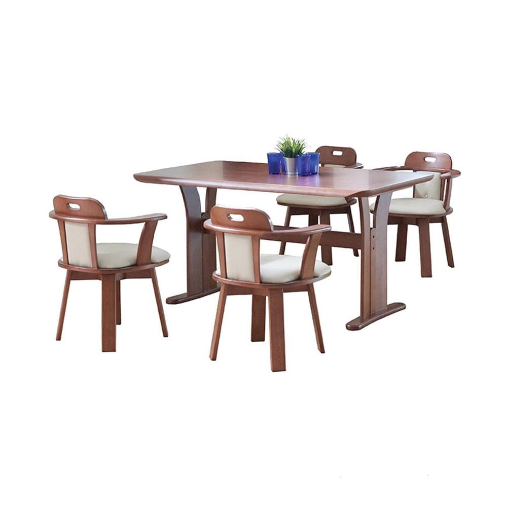 DINING TABLE SET WITH 4 SEATS FURDINI GREAT LIGHT WALNUT [EXCLUSIVE FROM HOMEPRO THAILAND]
