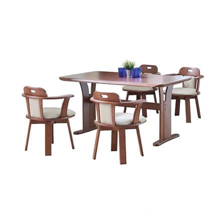 DINING TABLE SET WITH 4 SEATS FURDINI GREAT LIGHT WALNUT [EXCLUSIVE FROM HOMEPRO THAILAND]