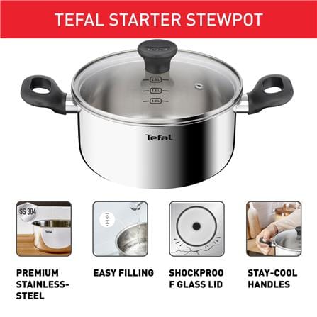 TEFAL STAINLESS STEEL STARTER STEWPOT 24CM (NIH)-E32546