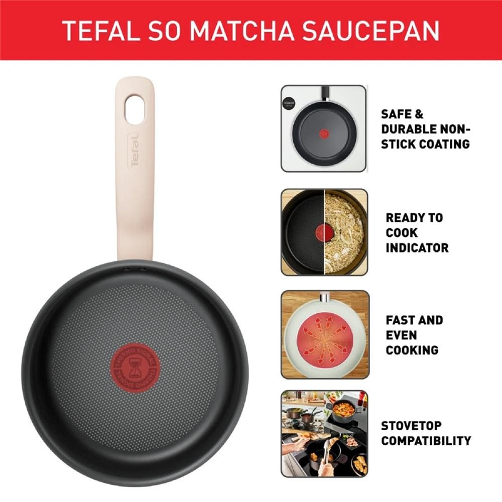 TEFAL SO MATCHA SAUCEPAN 18CM WITH GLASS LID- G17923