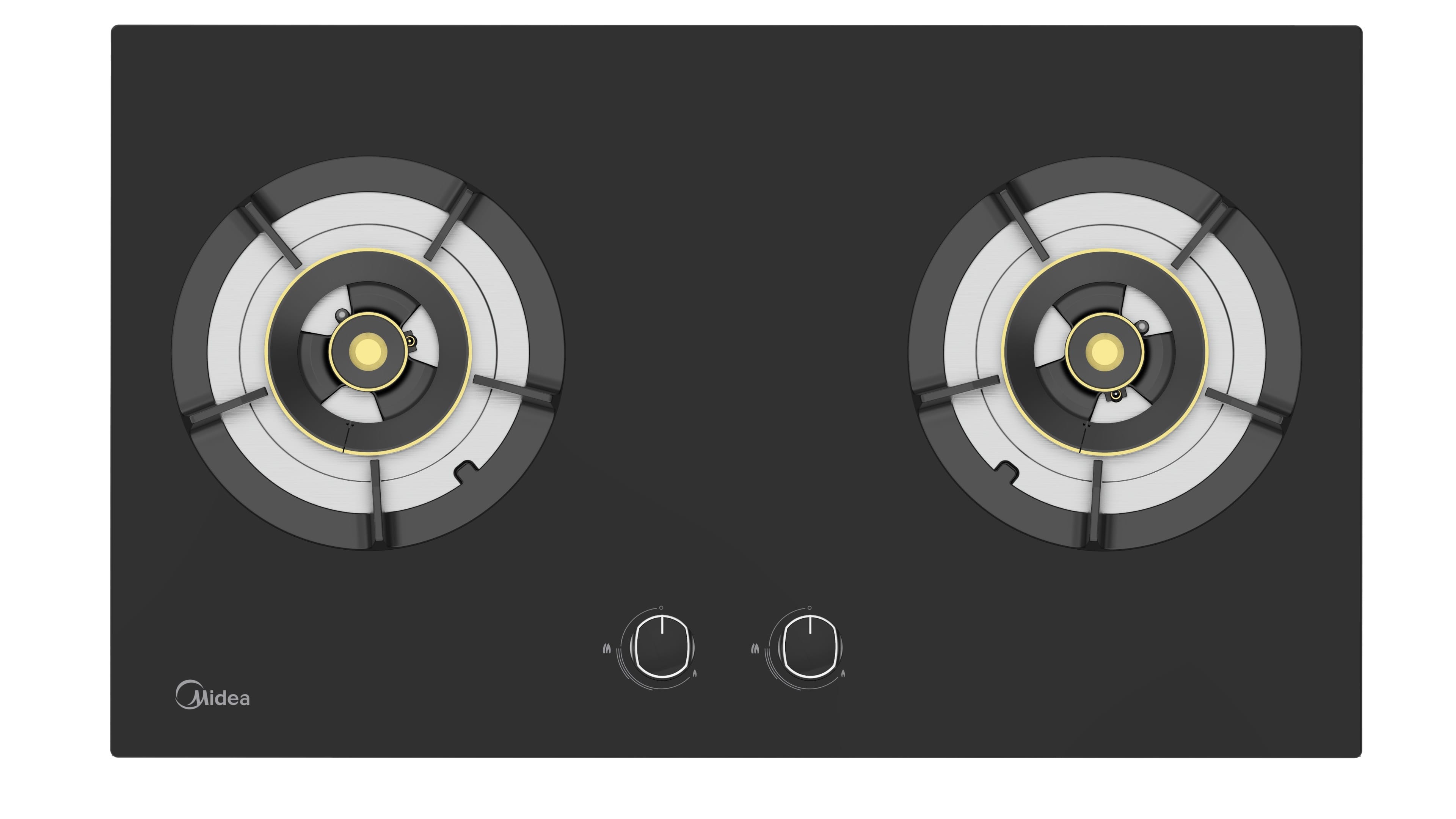 MIDEA GAS HOB MGH-2590GL(RFID) 2BURNERS 5.2KW 76CM WITH INTERLINK HOOD & HOB
