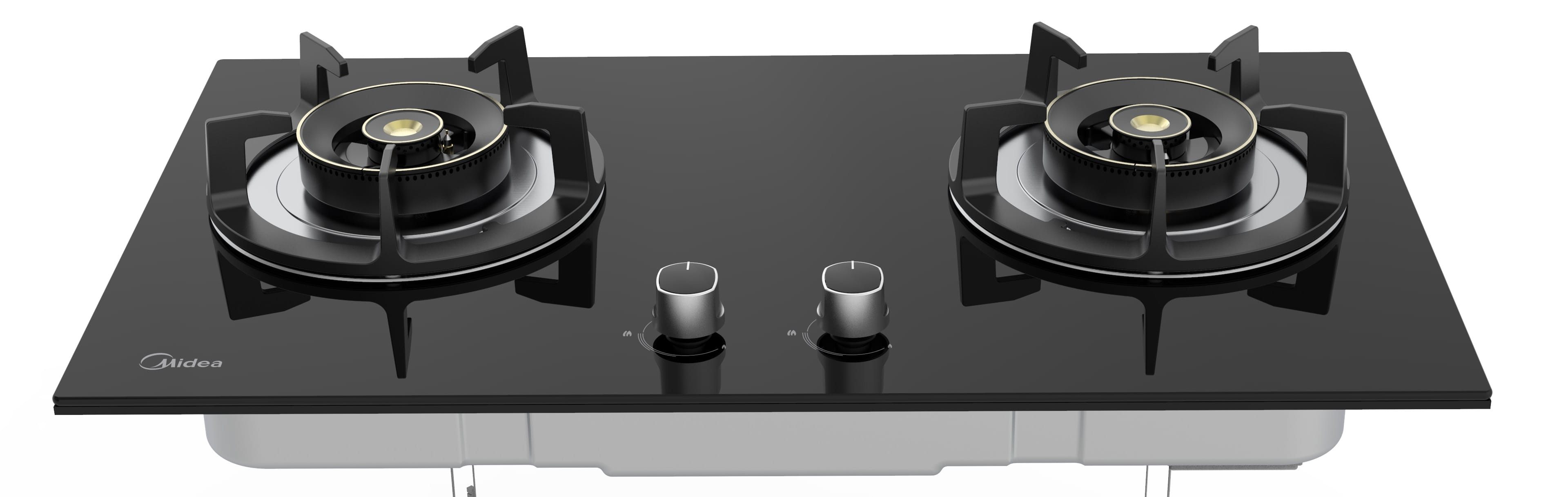 MIDEA GAS HOB MGH-2590GL(RFID) 2BURNERS 5.2KW 76CM WITH INTERLINK HOOD & HOB