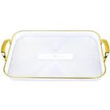 COSSY RECTANGULAR TRAY WITH GOLD RIM HANDLES 42 CM X 26 CM