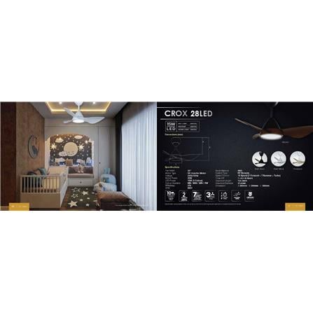 DEKA CEILING FAN CROX 3BLADES LED 28INCH MATTE BLACK