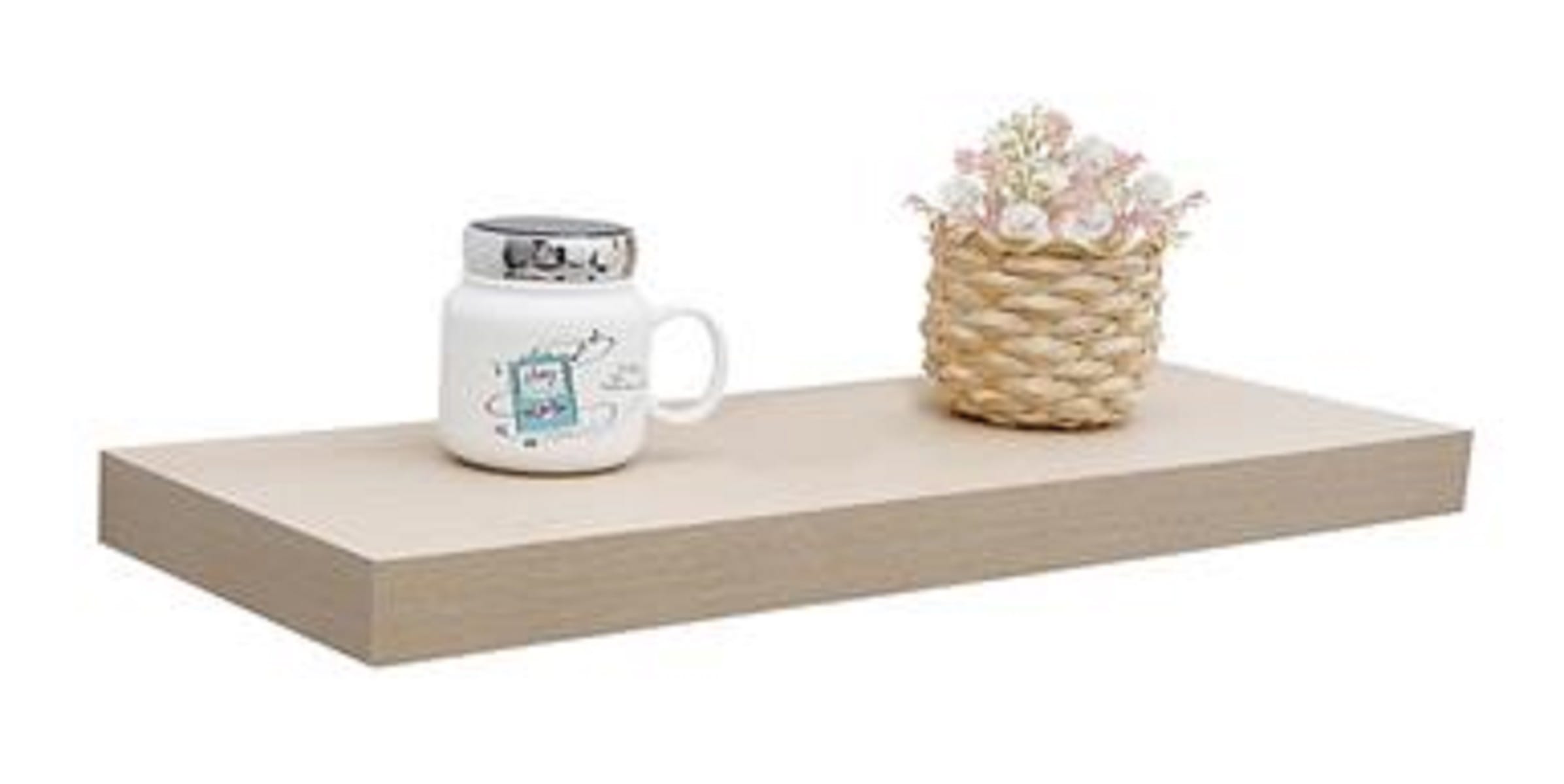 FLOATING SHELF 120X24X5CM WHITE OAK