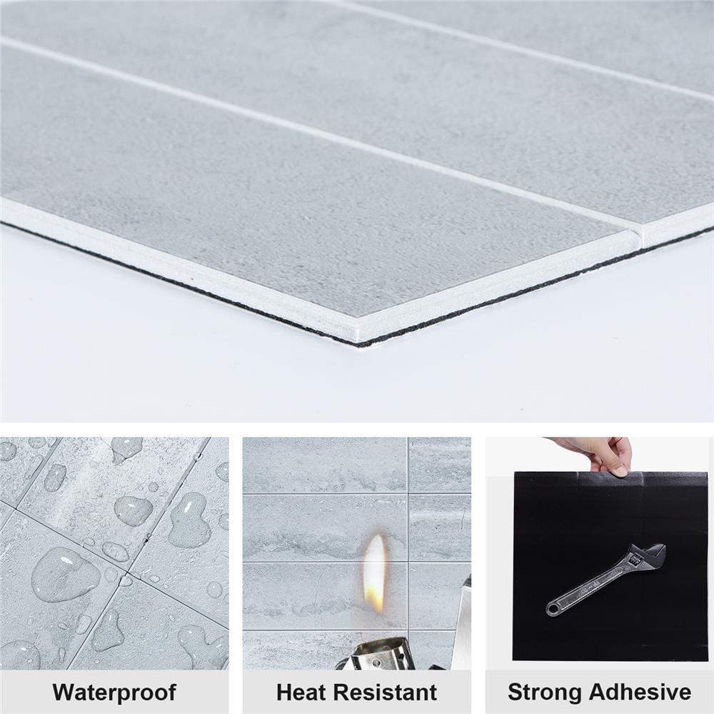 TARA PEEL & STICK ALUMINIUM WALL STICKER 29.6X28.8CM GREY MARBLE 2IN1