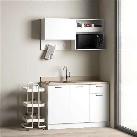 COMPACT KITCHEN WITH LEFT SINK COUNTERTOP CABIN NAMI 120CM WHITE [EXCLUSIVE FROM HOMEPRO THAILAND]