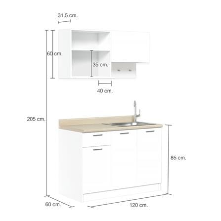 COMPACT KITCHEN WITH RIGHT SINK COUNTERTOP CABIN NAMI 1.2M WHITE [EXCLUSIVE FROM HOMEPRO THAILAND]