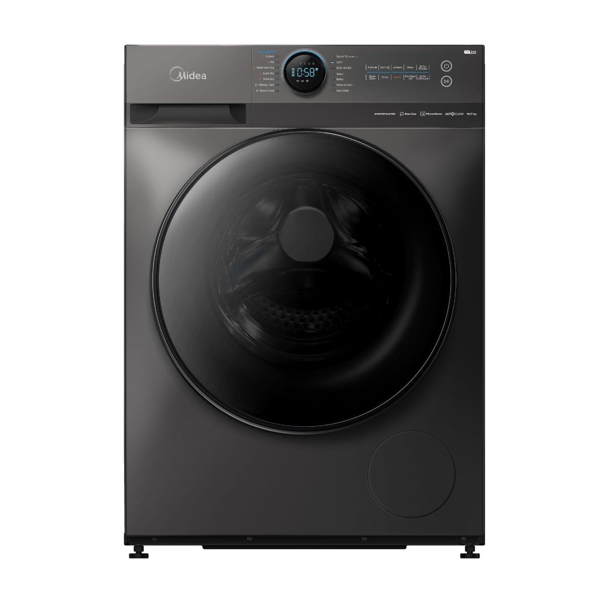 MIDEA FRONT LOAD WASHING MACHINE & DRYER MF200D120WB 12/8KG TITANIUM GREY