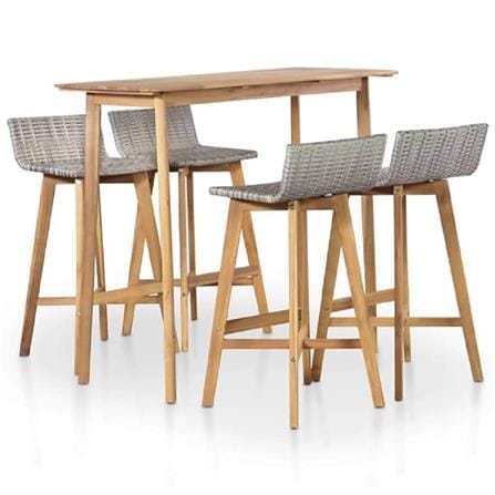 BAR SET 1+4 NATURAL OAK/GREY