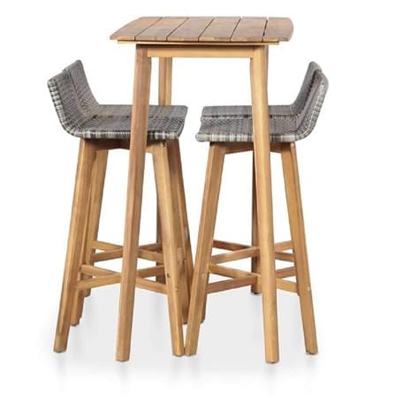 BAR SET 1+4 NATURAL OAK/GREY