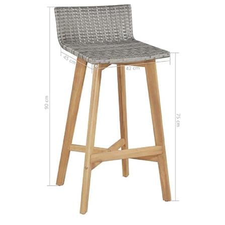 BAR SET 1+4 NATURAL OAK/GREY