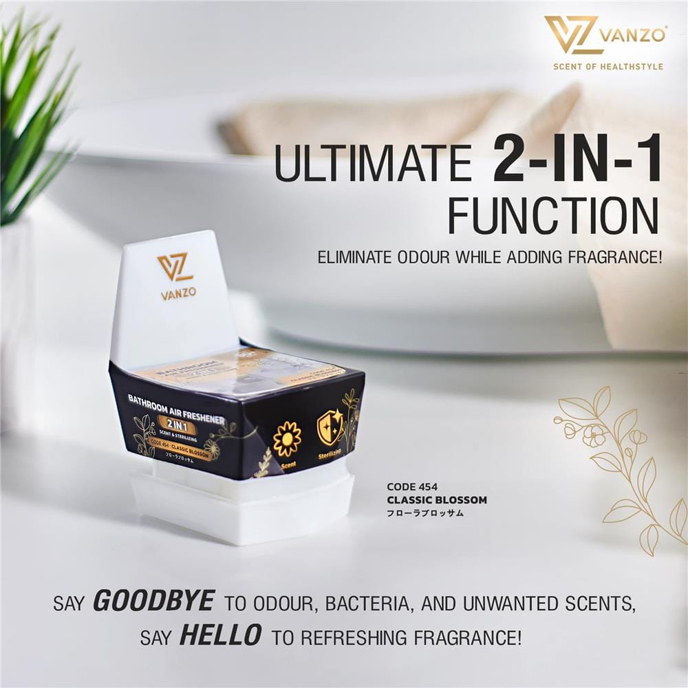 VANZO 2 IN 1 BATHROOM AIR FRESHENER CLASSIC BLOSSOM 115G