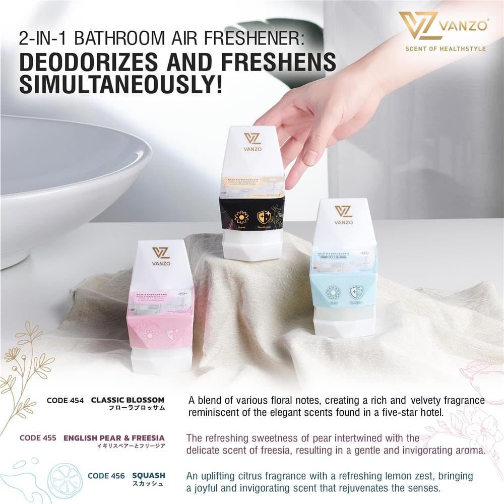 VANZO 2 IN 1 BATHROOM AIR FRESHENER CLASSIC BLOSSOM 115G
