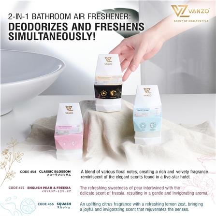 VANZO 2 IN 1 BATHROOM AIR FRESHENER CLASSIC BLOSSOM 115G