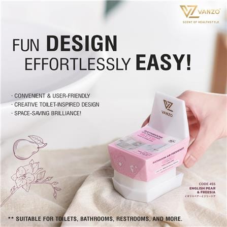 VANZO 2 IN 1 BATHROOM AIR FRESHENER ENGLISH PEAR & FREESIA 115G