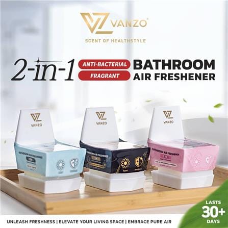 VANZO 2 IN 1 BATHROOM AIR FRESHENER ENGLISH PEAR & FREESIA 115G