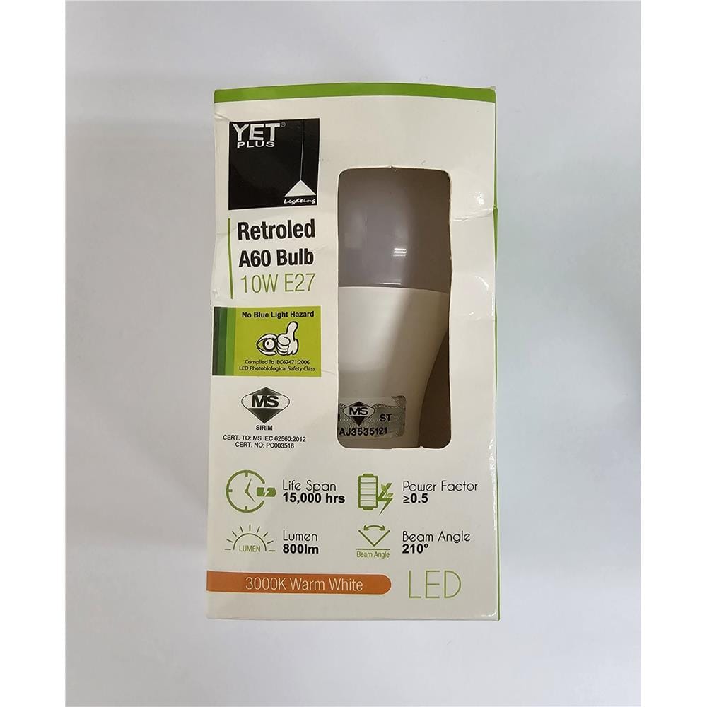 YETPLUS LED RET BULB A60 10W 3000K E27