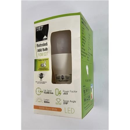 YETPLUS LED RET BULB A60 10W 3000K E27