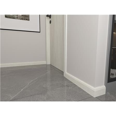 TARA SPC SKIRTING 240X8X1.2CM DBV47 WHITE LIGHT GREY
