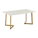 DINING TABL EDWD4844 STONE WHITE GOLD LEG 1.4M