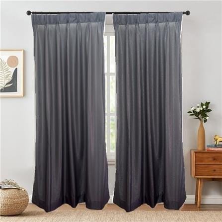 HLS SHEER CURTAIN HOOK VERA 140X180CM GRAY