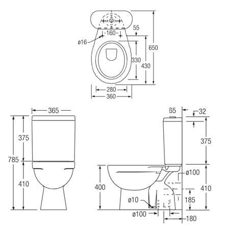 JOHNSON SUISSE 2P TOILET LUTON WBSELT221/WBTS800039WW S-TRAP 180MM 6/3L