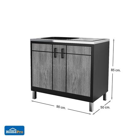 CABIN FREESTANDING CABINET SINK TOP CHIC 1B1D 90CM GREY OAK