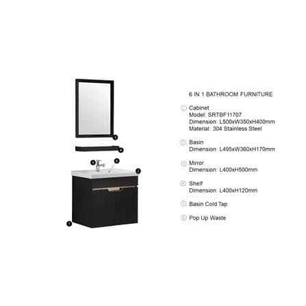 SORENTO COUNTER WASHBASIN 6IN1 SET SRTBF11707 BLACK