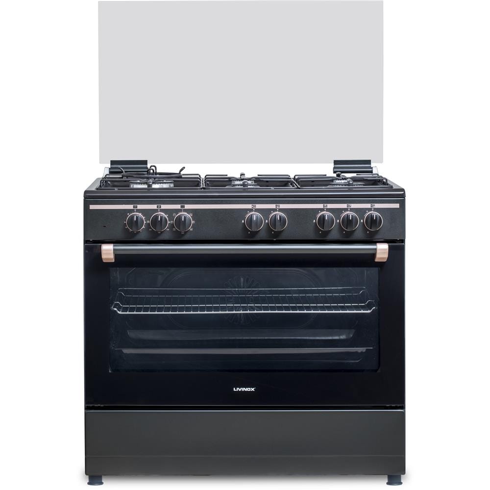 LIVINOX FREESTANDING COOKER LFC-9607-110B (MADE IN EUROPE) BLACK 5BURNER 7FUNCTIONS 110LITER