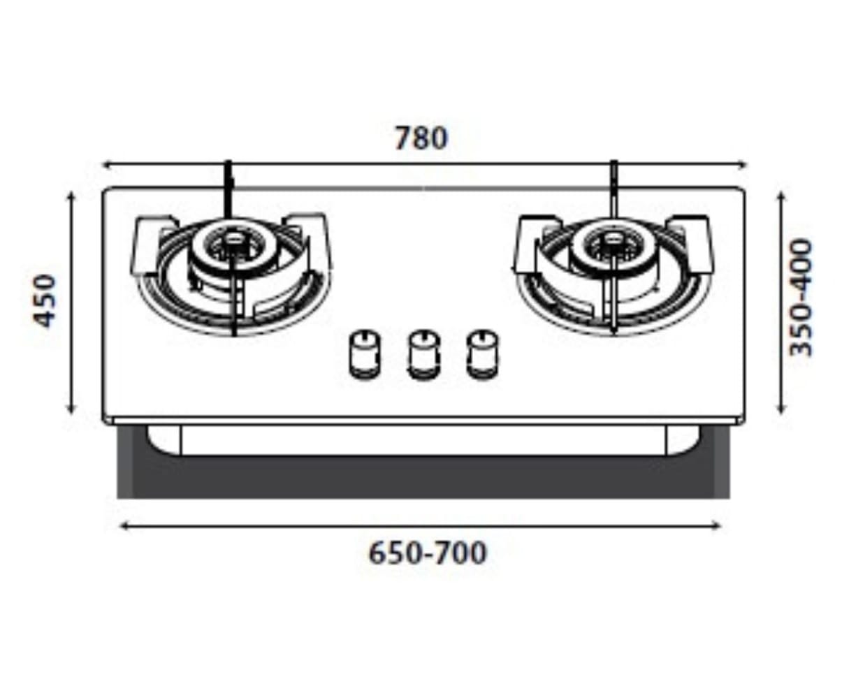 LIVINOX FLEXIBLE GAS HOBLGH-328T 2B-BL 2BURNER 5.2KW 78CM BLACK