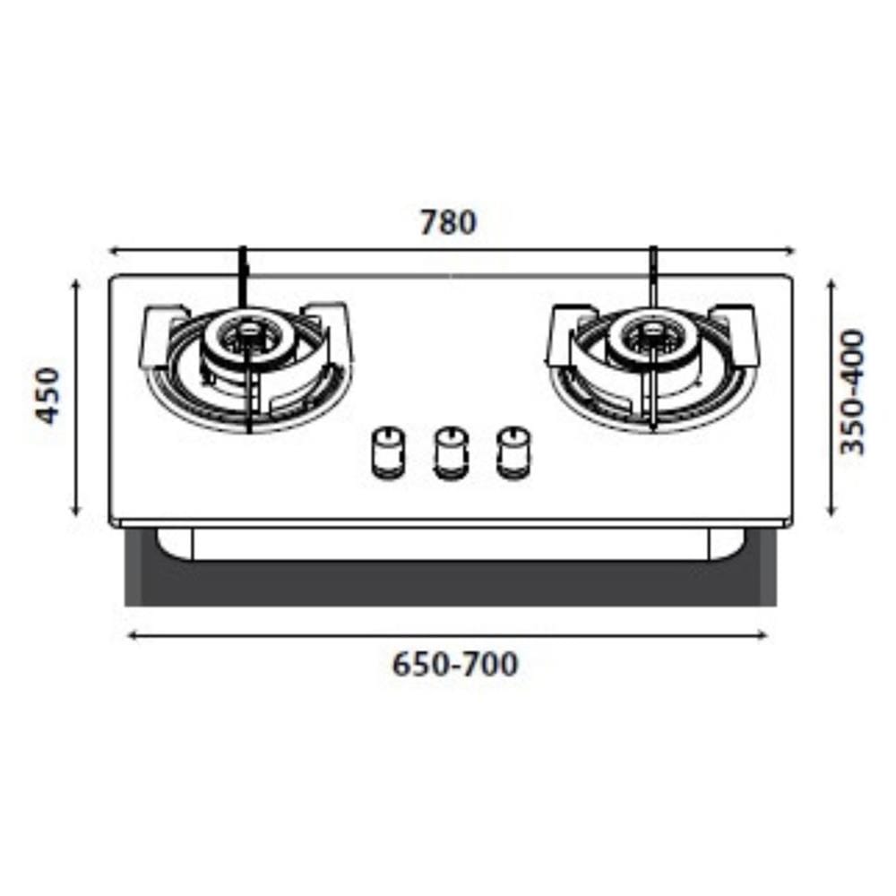 LIVINOX FLEXIBLE GAS HOBLGH-328T 2B-BL 2BURNER 5.2KW 78CM BLACK