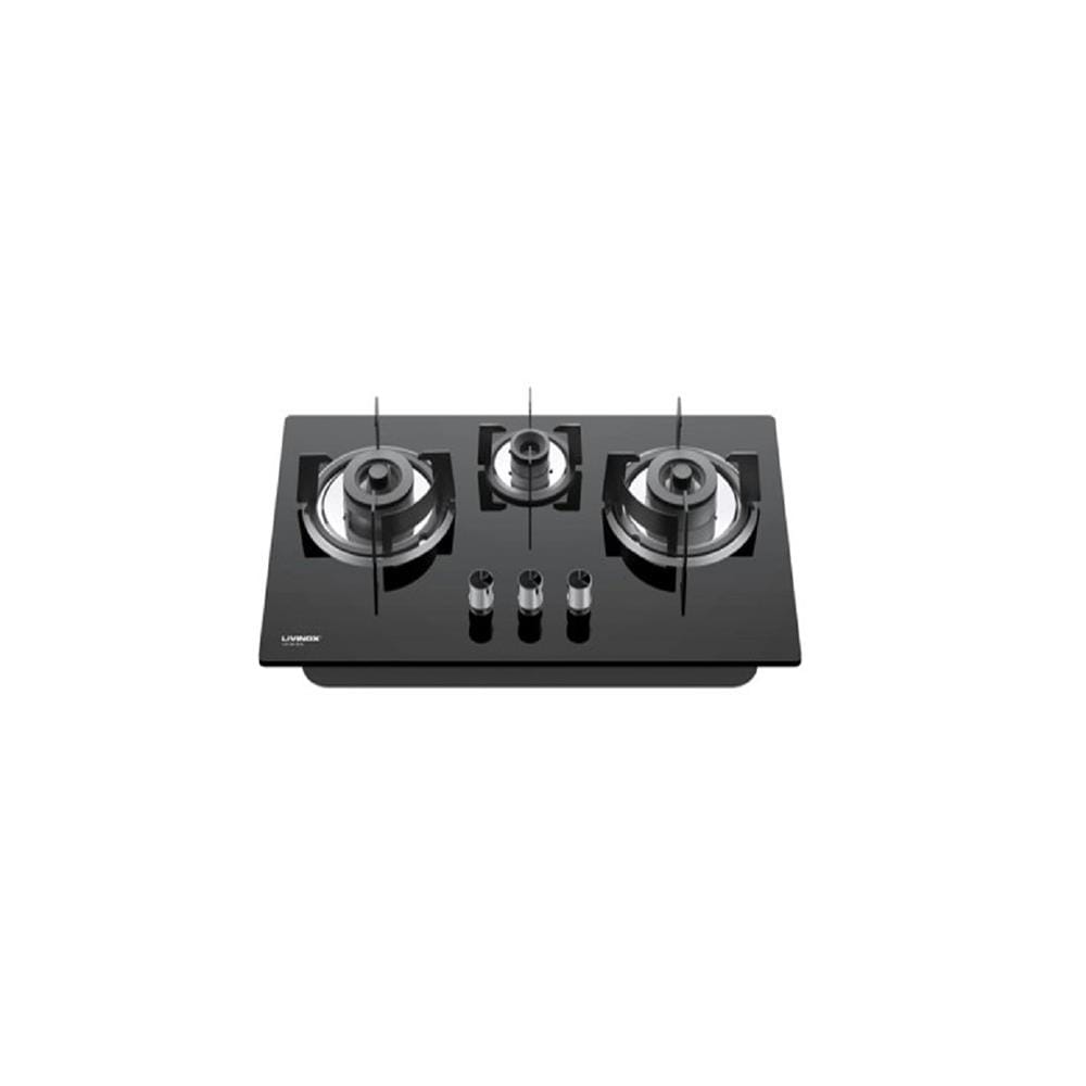 LIVINOX FLEXIBLE GAS HOB LGH-338T 3B-BL 3BURNER 5.2KW + 1.65KW 78CM BLACK