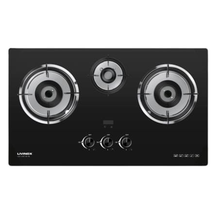LIVINOX FLEXIBLE GAS HOB LGH-338T 3B-BL 3BURNER 5.2KW + 1.65KW 78CM BLACK