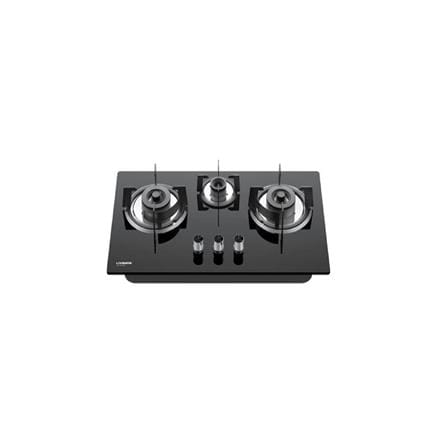 LIVINOX FLEXIBLE GAS HOB LGH-338T 3B-BL 3BURNER 5.2KW + 1.65KW 78CM BLACK
