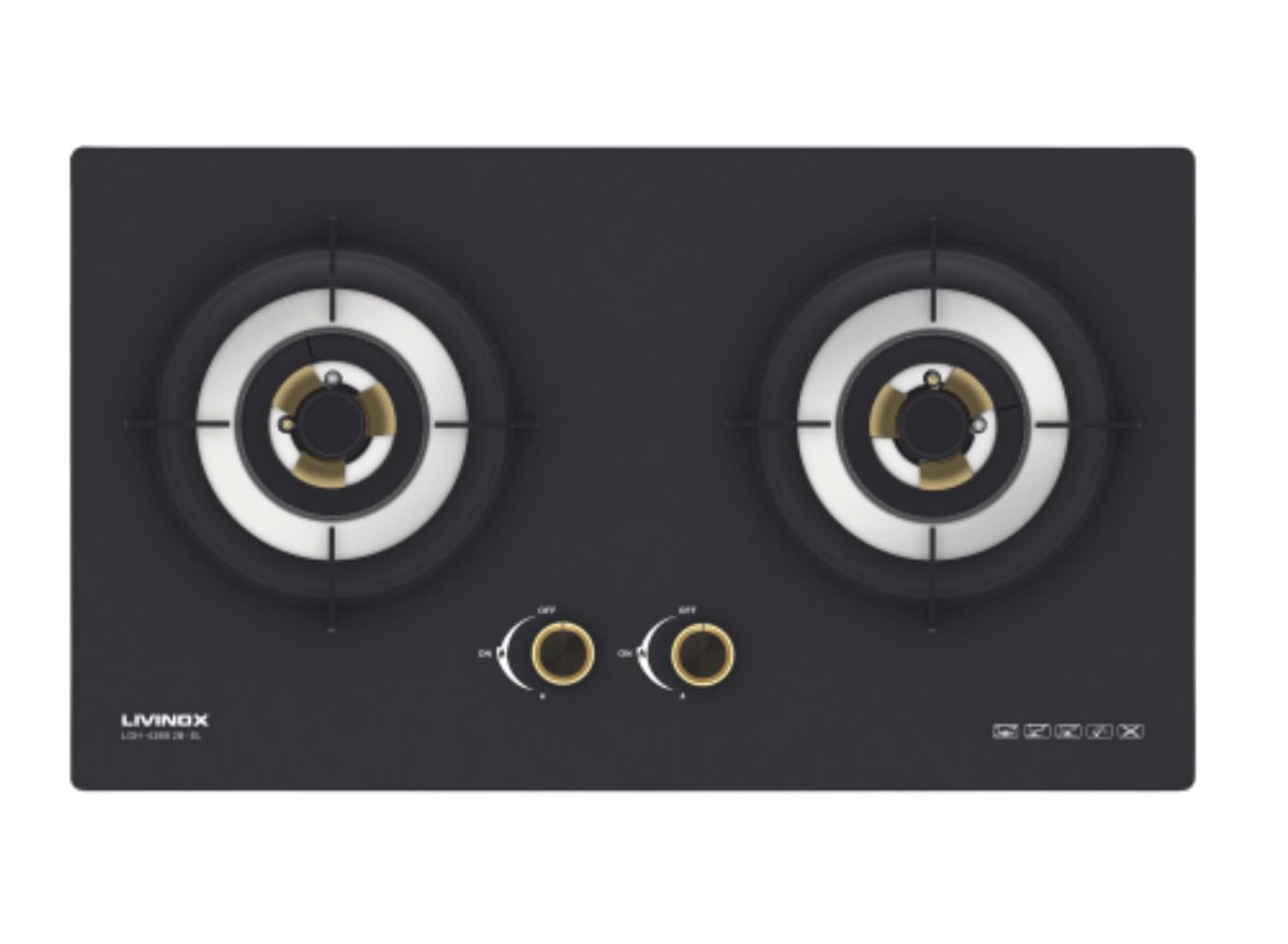 LIVINOX GAS HOB LGH-438B 2B-SL 2BURNER 5.5KW 75CM BLACK