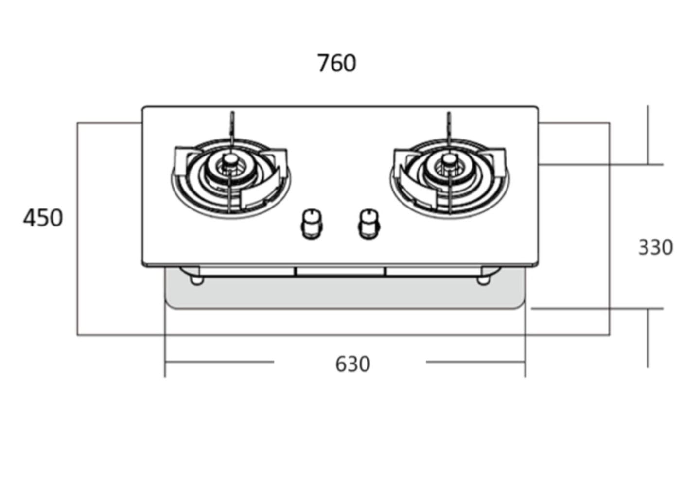 LIVINOX GAS HOB LGH-438B 2B-SL 2BURNER 5.5KW 75CM BLACK