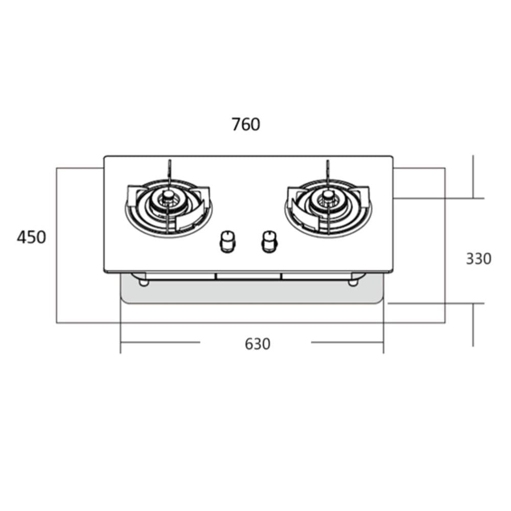 LIVINOX GAS HOB LGH-438B 2B-SL 2BURNER 5.5KW 75CM BLACK