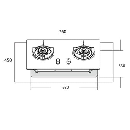 LIVINOX GAS HOB LGH-438B 2B-SL 2BURNER 5.5KW 75CM BLACK