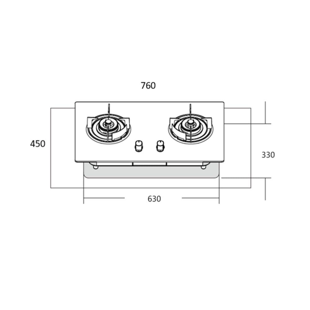 LIVINOX GAS HOB LGH-438G 2B-SL 2BURNER 5.5KW 75CM GREY SINTERED STONE