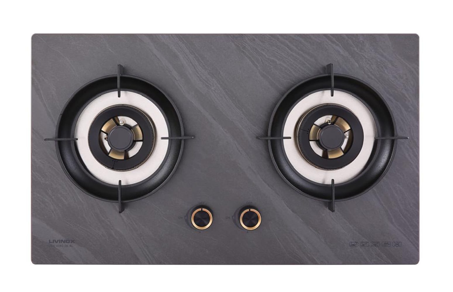 LIVINOX GAS HOB LGH-438G 2B-SL 2BURNER 5.5KW 75CM GREY SINTERED STONE