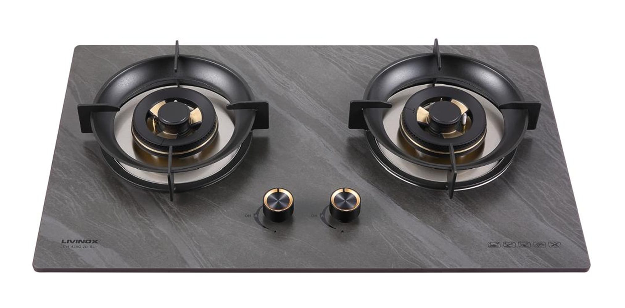 LIVINOX GAS HOB LGH-438G 2B-SL 2BURNER 5.5KW 75CM GREY SINTERED STONE